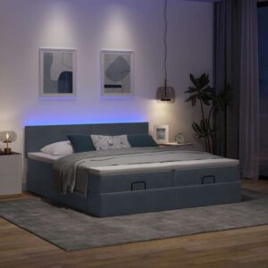 moldura de cama otomana vidaXL com colchão cinza escuro veludo