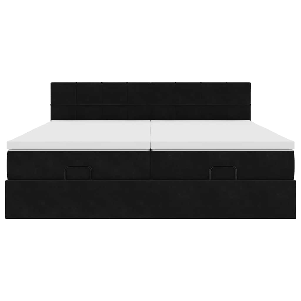 Estrutura de cama otomana com colchões 160x200 cm veludo preto - Image 5