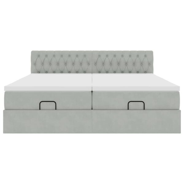 Estrutura cama otomana colchões 160x200cm veludo cinzento claro - Image 5