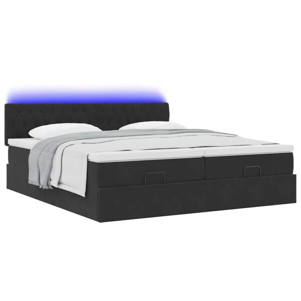 Estrutura de cama otomana com colchões 160x200 cm veludo preto - Image 2