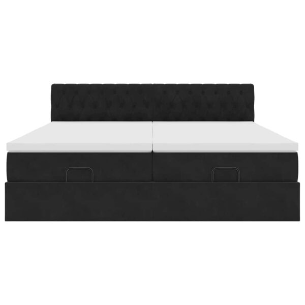 Estrutura de cama otomana com colchões 160x200 cm veludo preto - Image 5