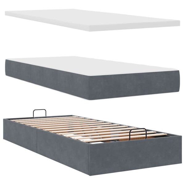 Estrutura cama otomana colchões 180x200 cm cinzento escuro - Image 6