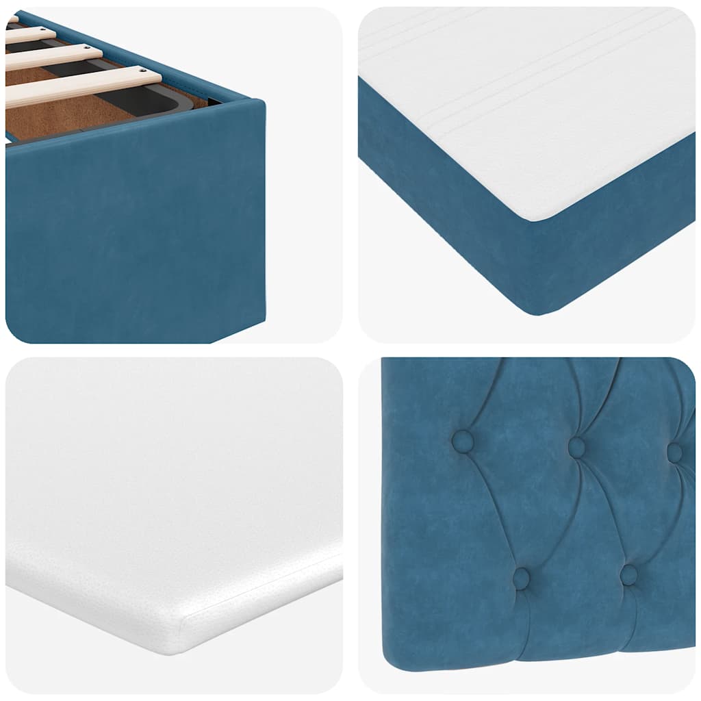 Estrutura de cama otomana com colchão azul escuro Veludo - Image 11