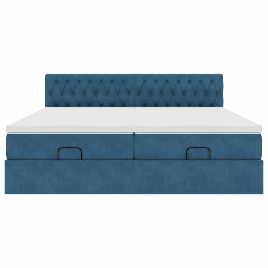 Estrutura de cama otomana com colchão azul escuro Veludo - Image 5