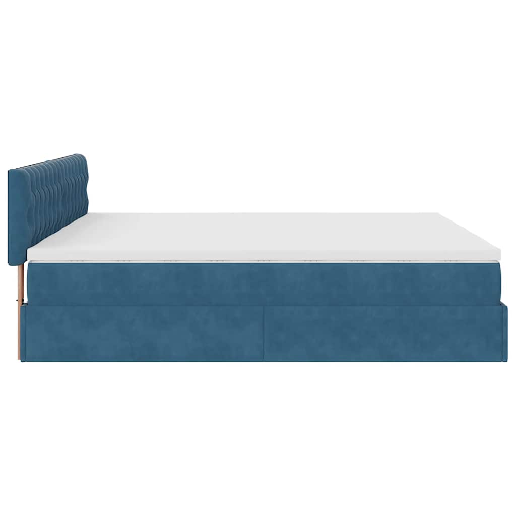 Estrutura de cama otomana com colchão azul escuro Veludo - Image 8