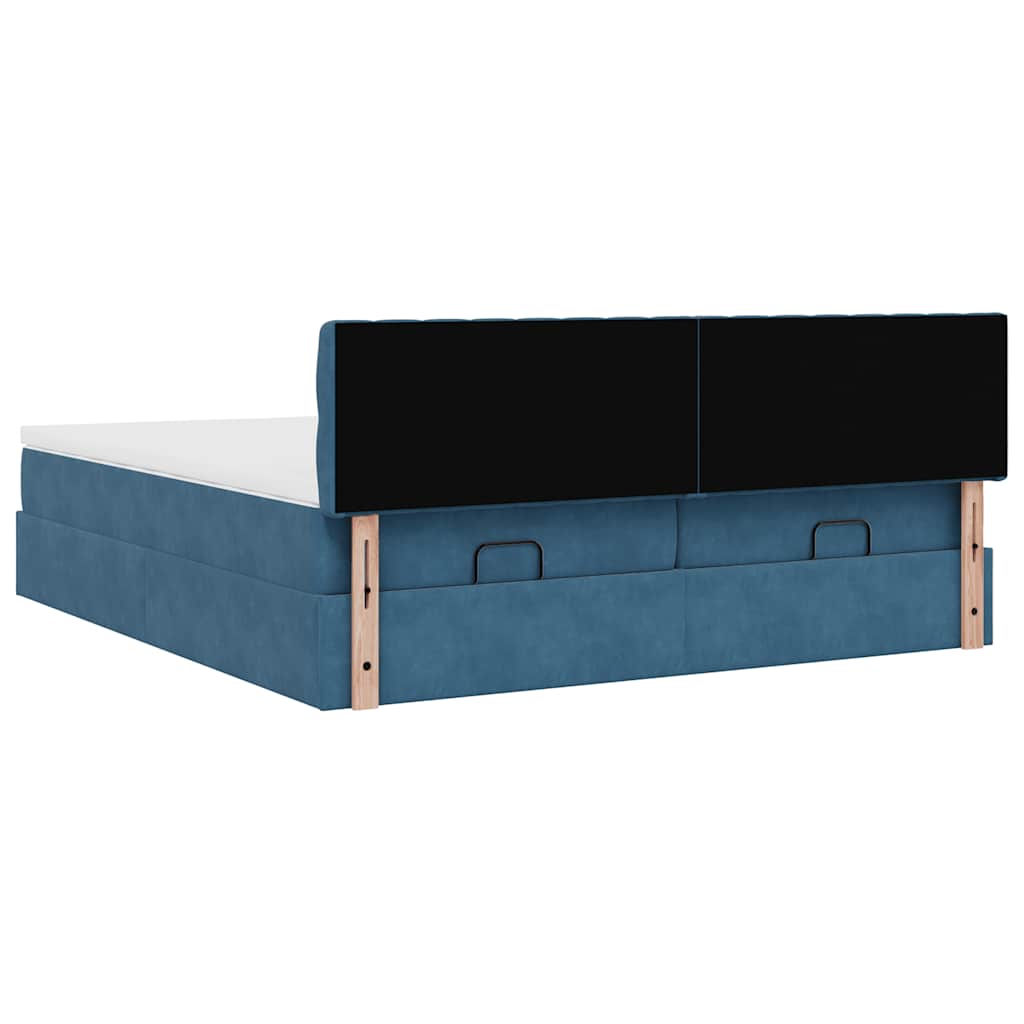 Estrutura de cama otomana com colchão azul escuro Veludo - Image 9