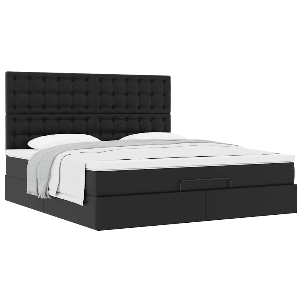 Estrutura de cama otomana com colchão 180x200 cm preta - Image 3
