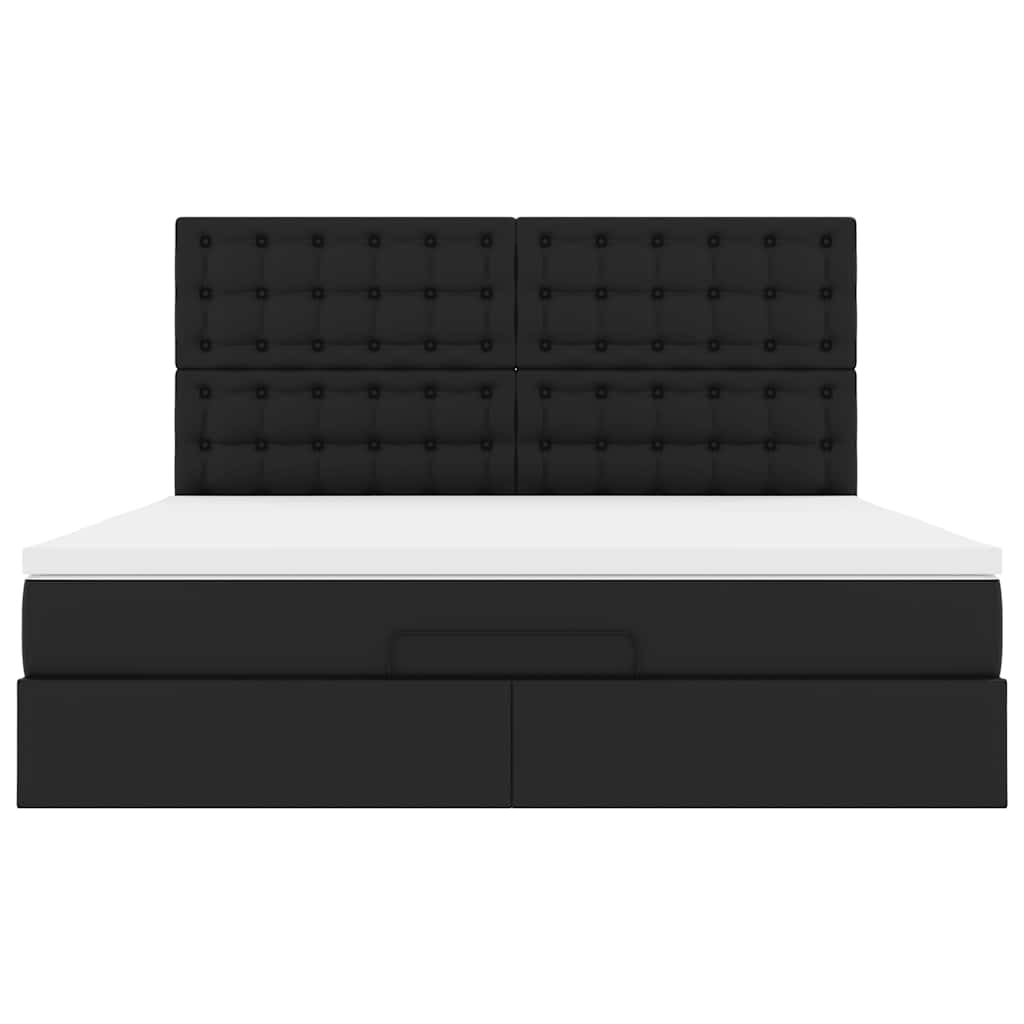 Estrutura de cama otomana com colchão 180x200 cm preta - Image 4