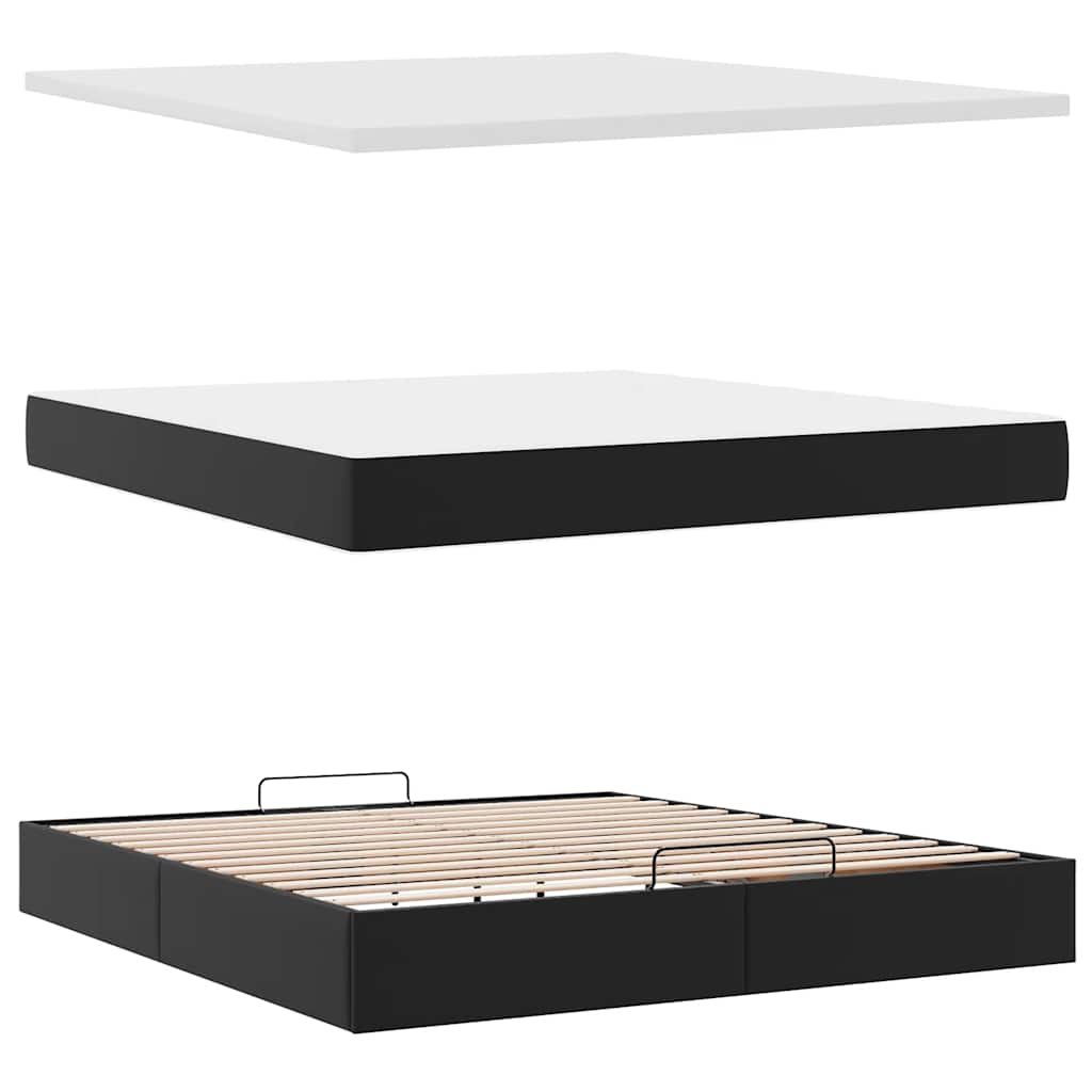 Estrutura de cama otomana com colchão 180x200 cm preta - Image 5