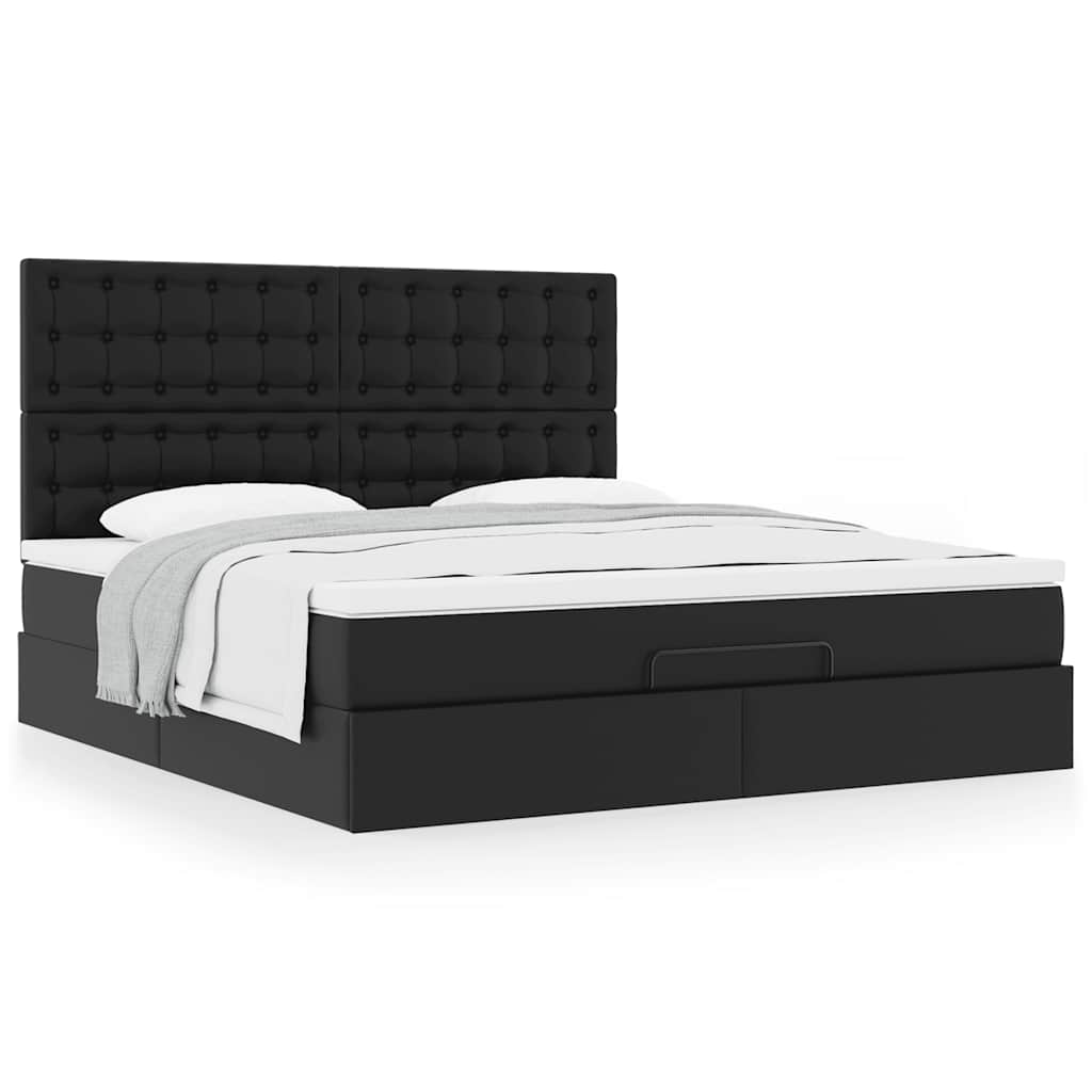 Estrutura de cama otomana com colchão 180x200 cm preta