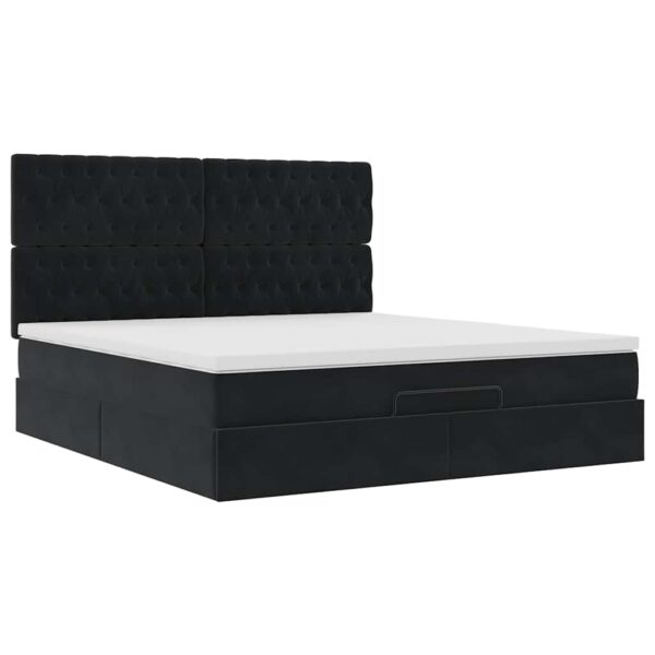 Estrutura de cama otomana com colchões 180x200cm veludo preto - Image 3