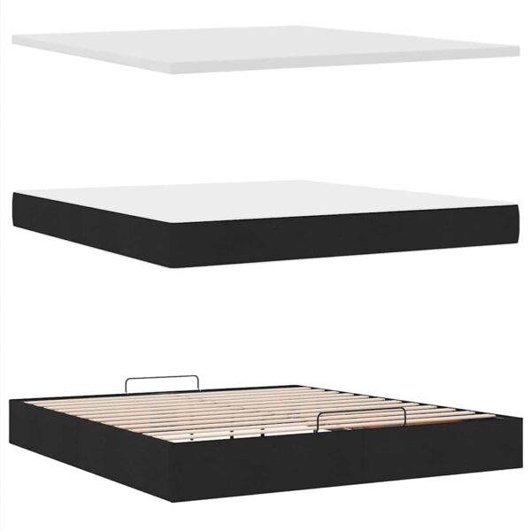 Estrutura de cama otomana com colchões 180x200cm veludo preto - Image 8