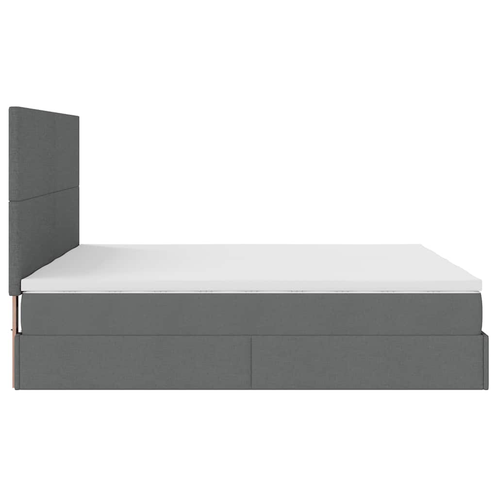 Estrutura de cama otomana com colchões tecido cinzento escuro - Image 5