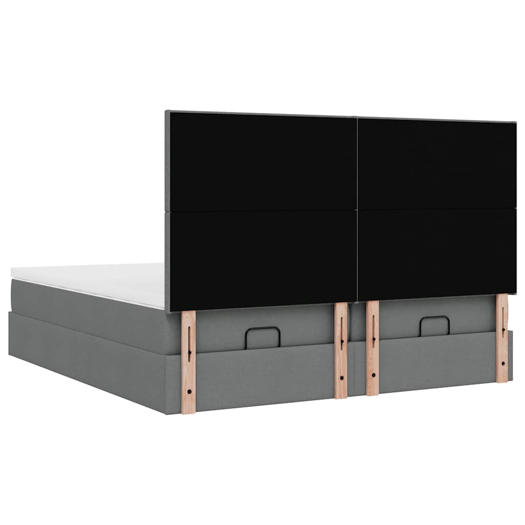 Estrutura de cama otomana com colchões tecido cinzento escuro - Image 6