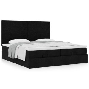 63 / 5,000vidaXL Estrutura de cama otomana com colchões tecido preto