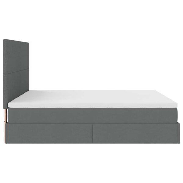 Estrutura de cama otomana com colchões tecido cinzento escuro - Image 5