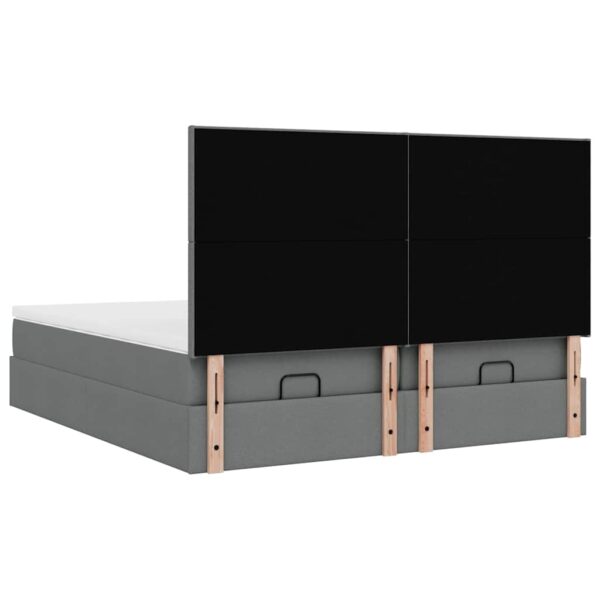 Estrutura de cama otomana com colchões tecido cinzento escuro - Image 6