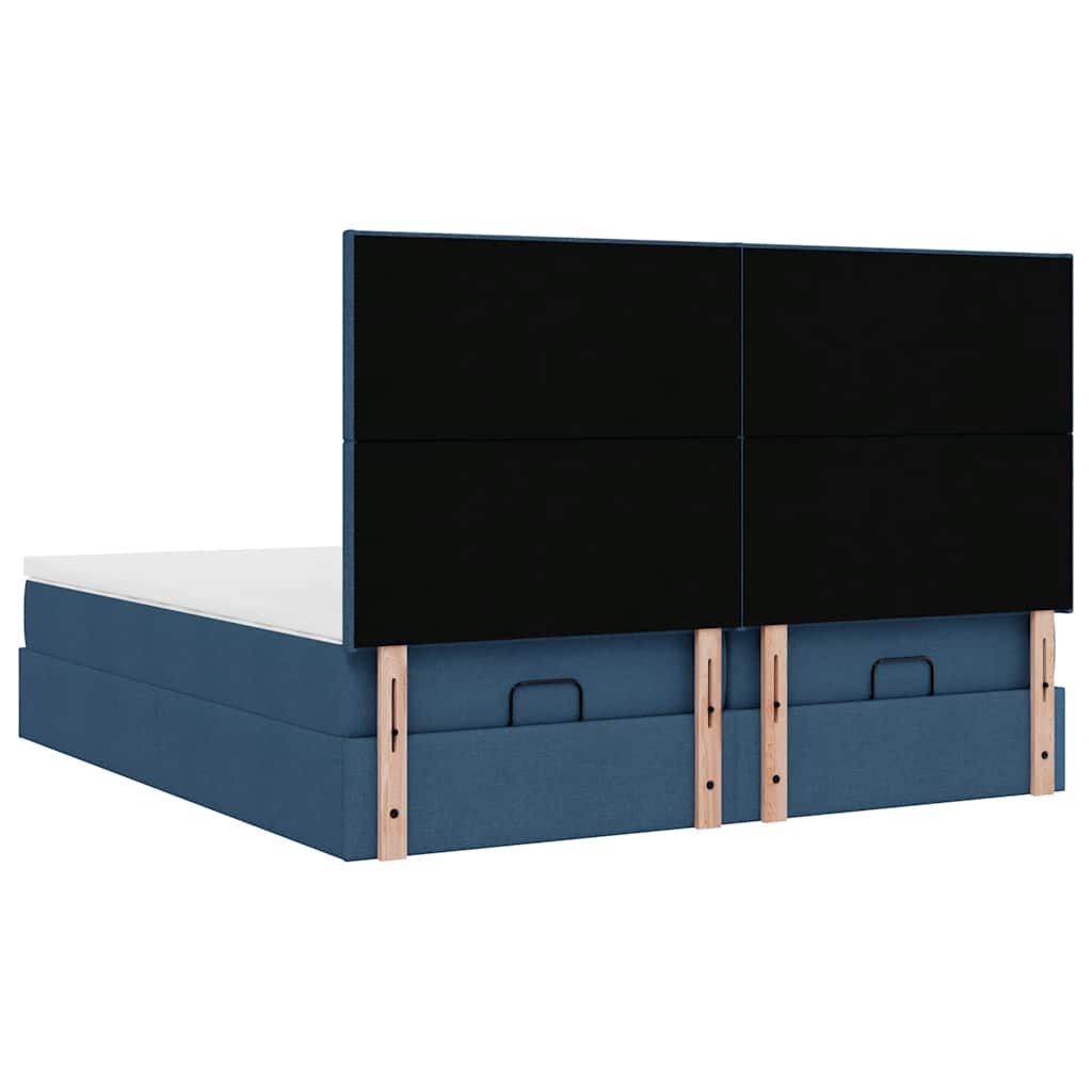 Estrutura de cama otomana com colchões 200x200cm tecido azul - Image 6
