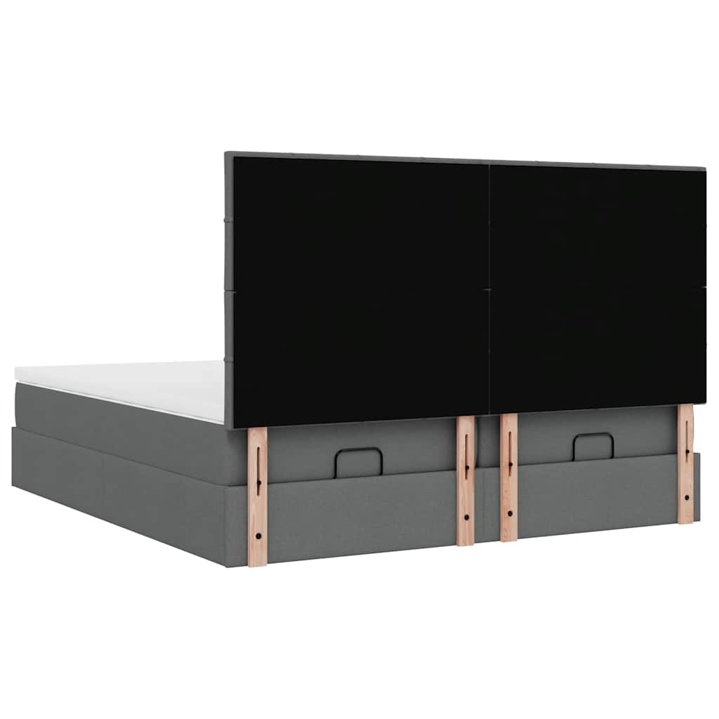 Estrutura de cama otomana com colchões tecido cinzento escuro - Image 6