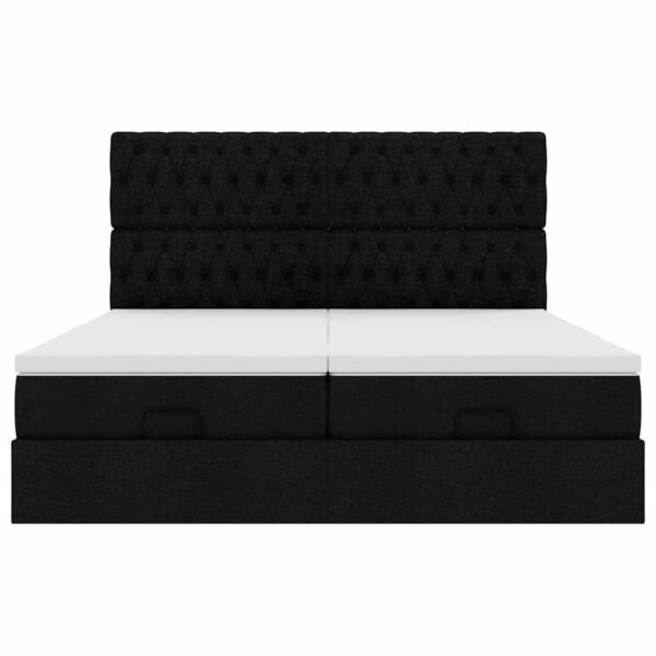 63 / 5,000vidaXL Estrutura de cama otomana com colchões tecido preto - Image 4