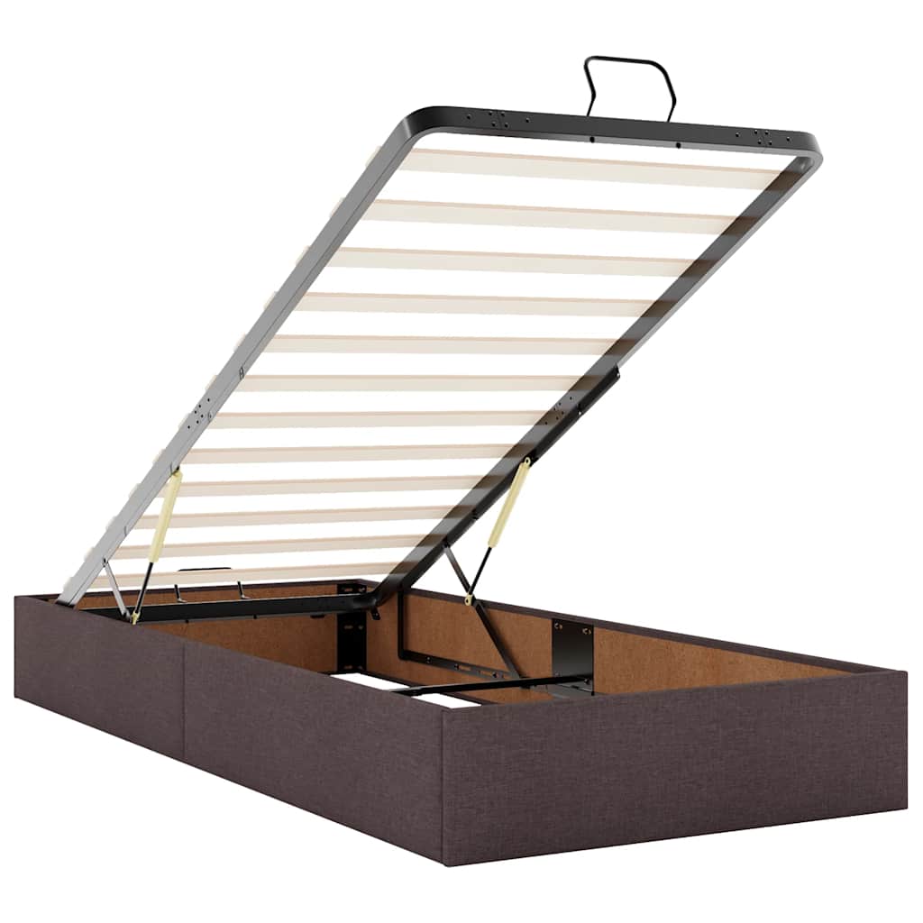 Estrutura de cama otomana com colchões tecido castanho escuro - Image 7