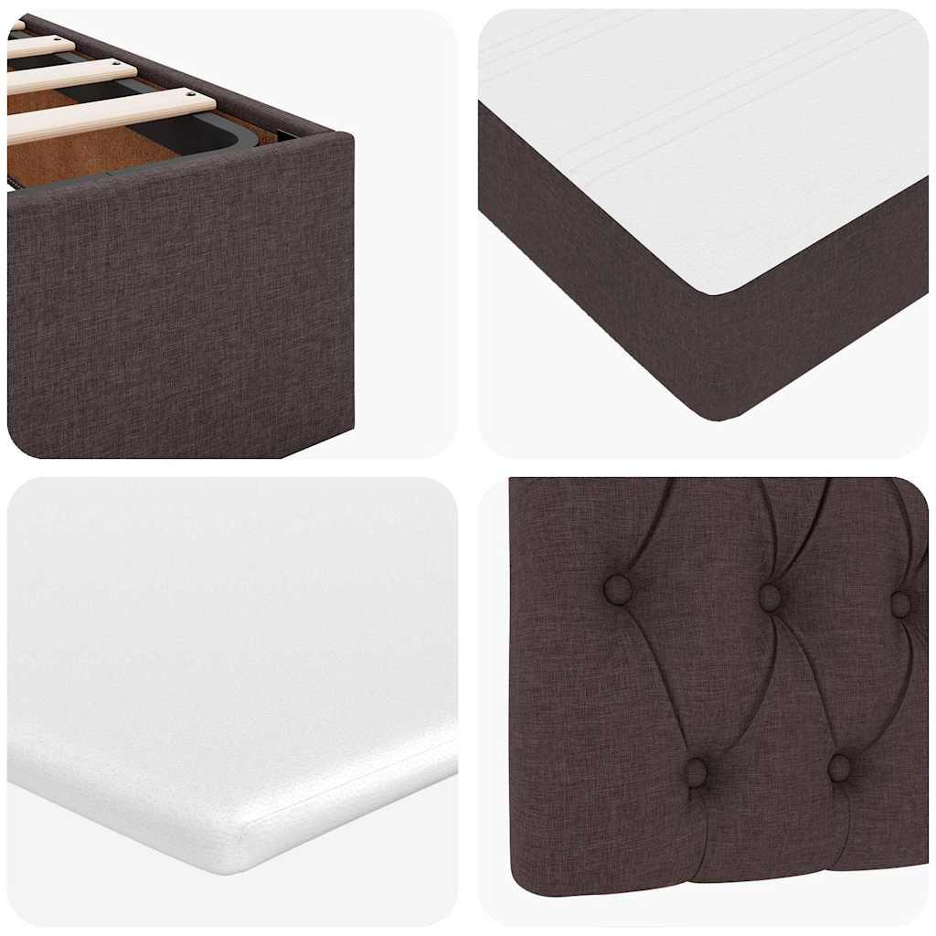 Estrutura de cama otomana com colchões tecido castanho escuro - Image 10