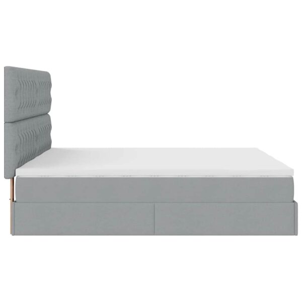Estrutura de cama otomana com colchões tecido cinzento claro - Image 5