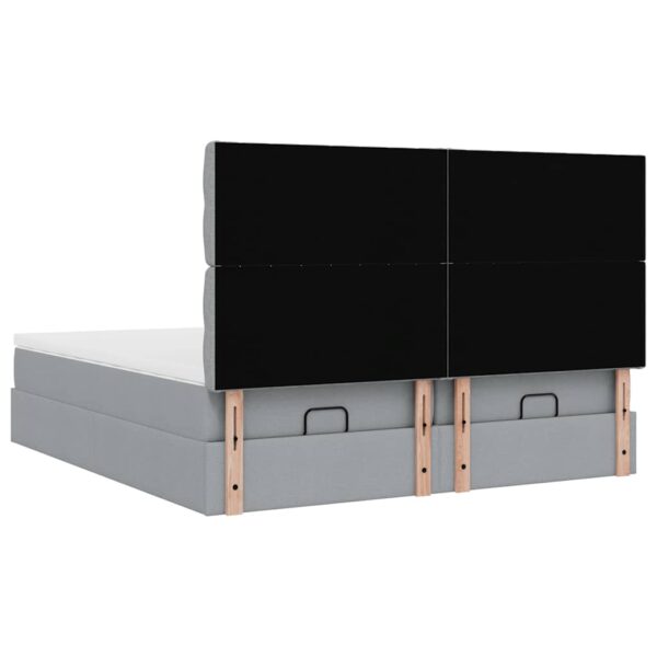 Estrutura de cama otomana com colchões tecido cinzento claro - Image 6