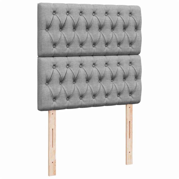 Estrutura de cama otomana com colchões tecido cinzento claro - Image 9