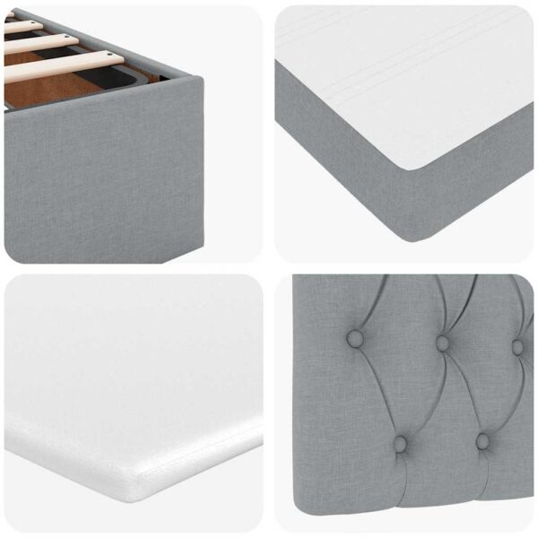 Estrutura de cama otomana com colchões tecido cinzento claro - Image 10