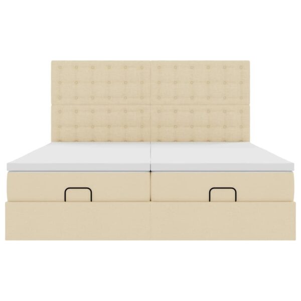 Estrutura de cama otomana com colchões tecido creme 200x200cm - Image 4