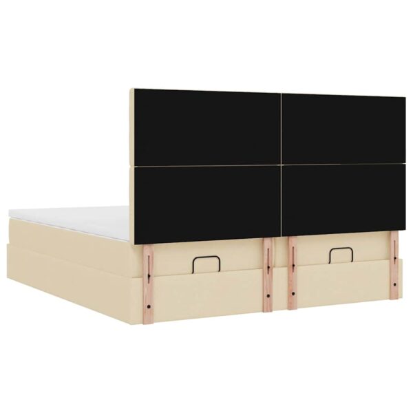 Estrutura de cama otomana com colchões tecido creme 200x200cm - Image 6