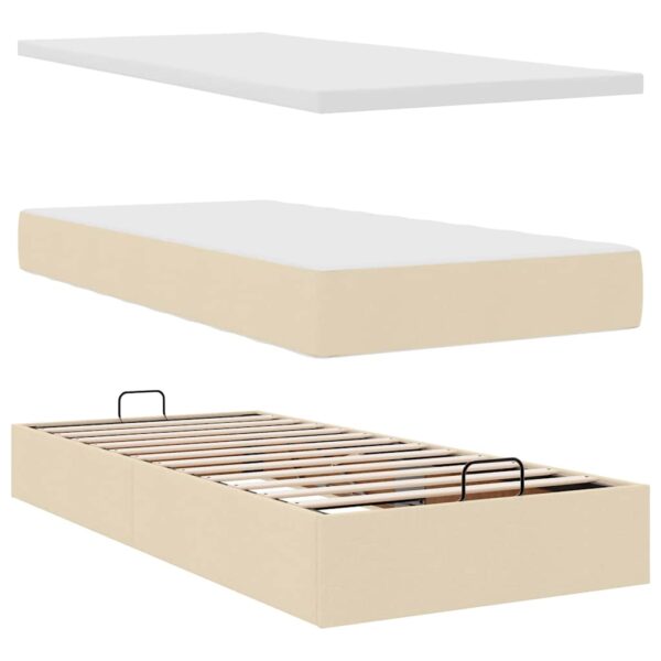 Estrutura de cama otomana com colchões tecido creme 200x200cm - Image 8