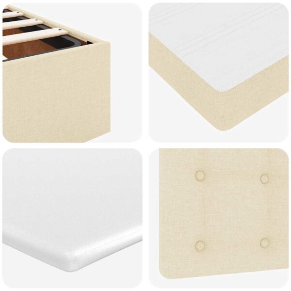 Estrutura de cama otomana com colchões tecido creme 200x200cm - Image 10