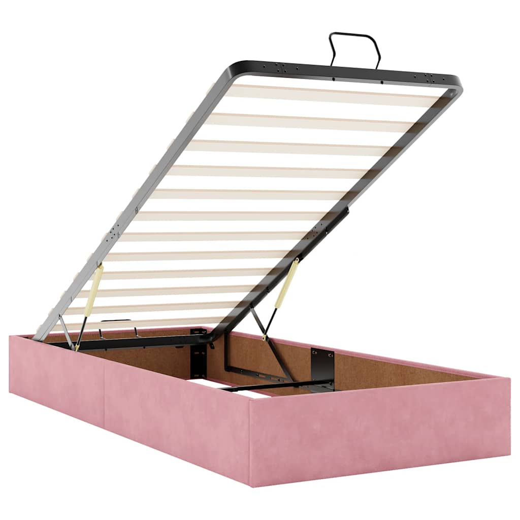 Estrutura de cama otomana com colchões 160x200 cm veludo rosa - Image 7