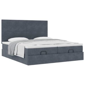 Estrutura cama otomana colchões 180x200 cm cinzento escuro