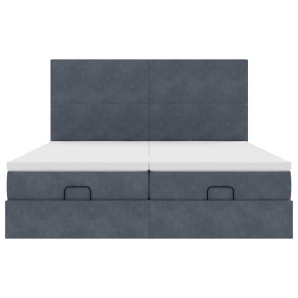 moldura de cama otomana vidaXL com colchão cinza escuro veludo - Image 4
