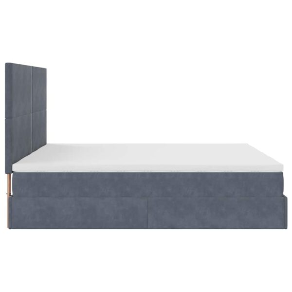 moldura de cama otomana vidaXL com colchão cinza escuro veludo - Image 5