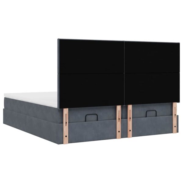 moldura de cama otomana vidaXL com colchão cinza escuro veludo - Image 6