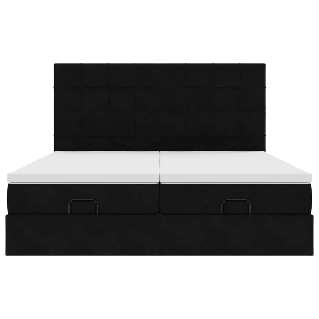 Estrutura de cama otomana com colchões 160x200 cm veludo preto - Image 4