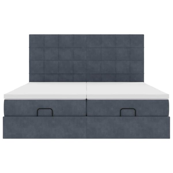 moldura de cama otomana com colchão cinza escuro veludo - Image 4