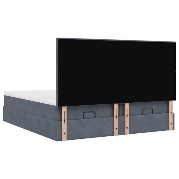moldura de cama otomana com colchão cinza escuro veludo - Image 6