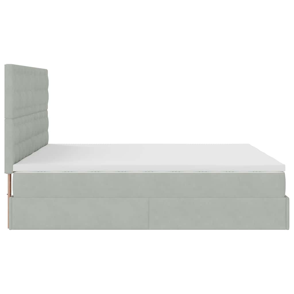 Estrutura cama otomana colchões 160x200cm veludo cinzento claro - Image 5