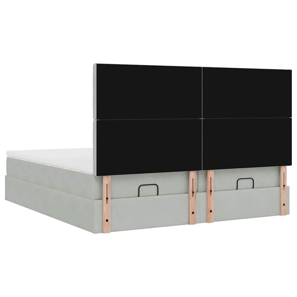 Estrutura cama otomana colchões 160x200cm veludo cinzento claro - Image 6