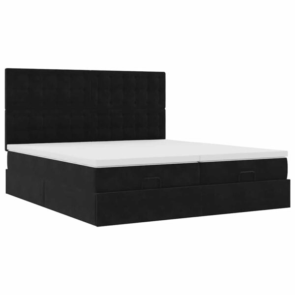 Estrutura de cama otomana com colchões 180x200cm veludo preto - Image 3