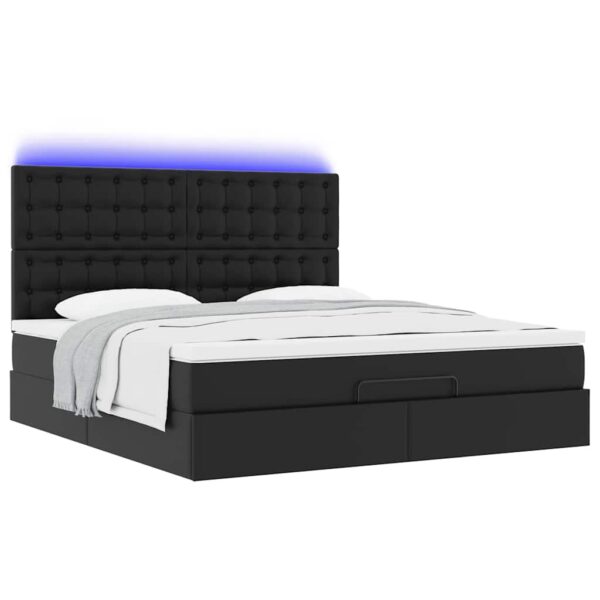 Estrutura de cama otomana com colchão 180x200 cm preta - Image 2