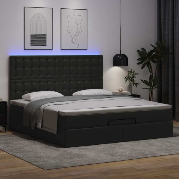 Estrutura de cama otomana com colchão 180x200 cm preta