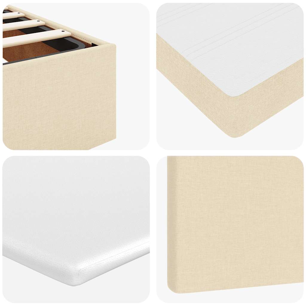 Estrutura de cama otomana com colchão 120x190 cm tecido creme - Image 11