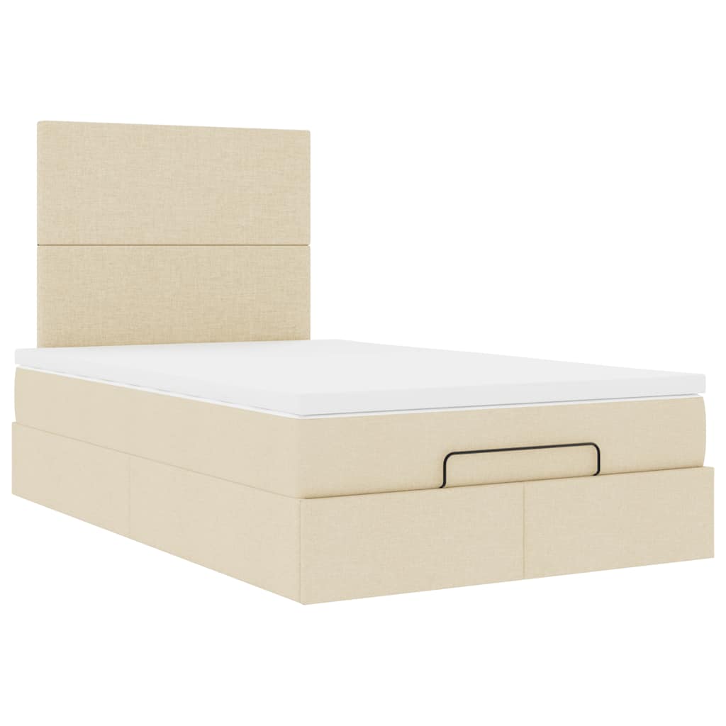 Estrutura de cama otomana com colchão 120x190 cm tecido creme - Image 4