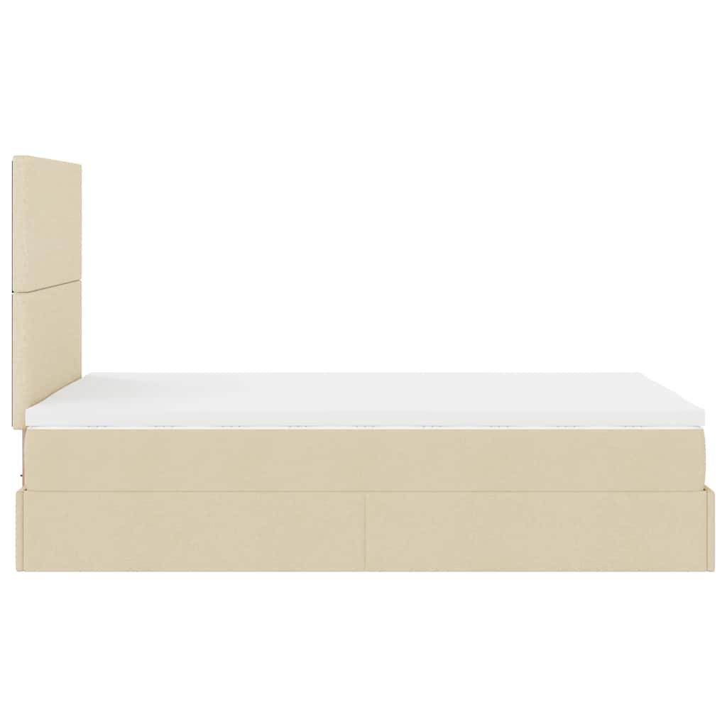 Estrutura de cama otomana com colchão 120x190 cm tecido creme - Image 8